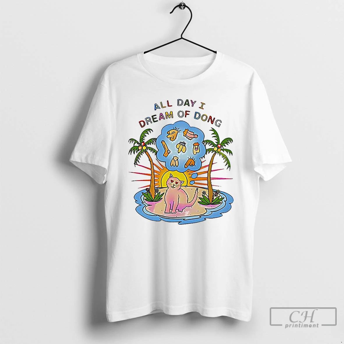 Premium Cat On Desert Island All Day I Dream Of Dong T Shirts