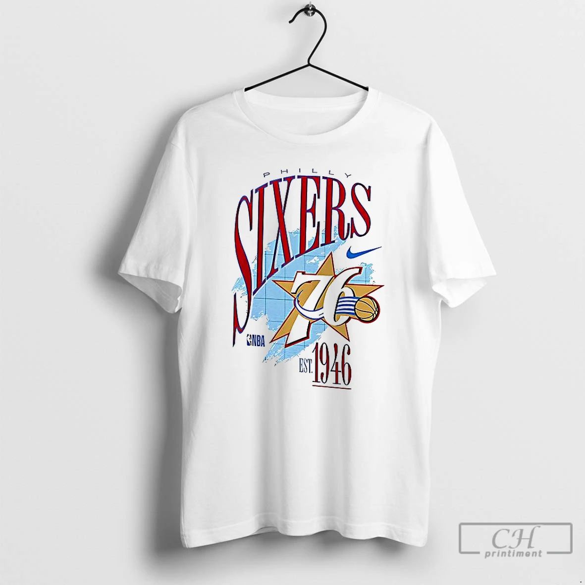 Classic Philadelphia 76ers Nba Est 1946 Classic Map T Shirts