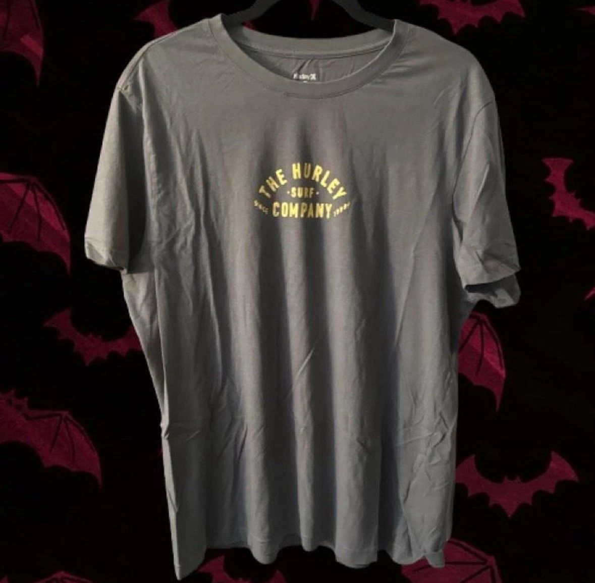 Hurley Surf Co. Tee Dark Gray Cotton Casual Short Sleeve