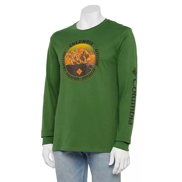 Columbia Men's Green Long Sleeve Graphic Tee T-Shirt L, XL, 2XL Choose Size New