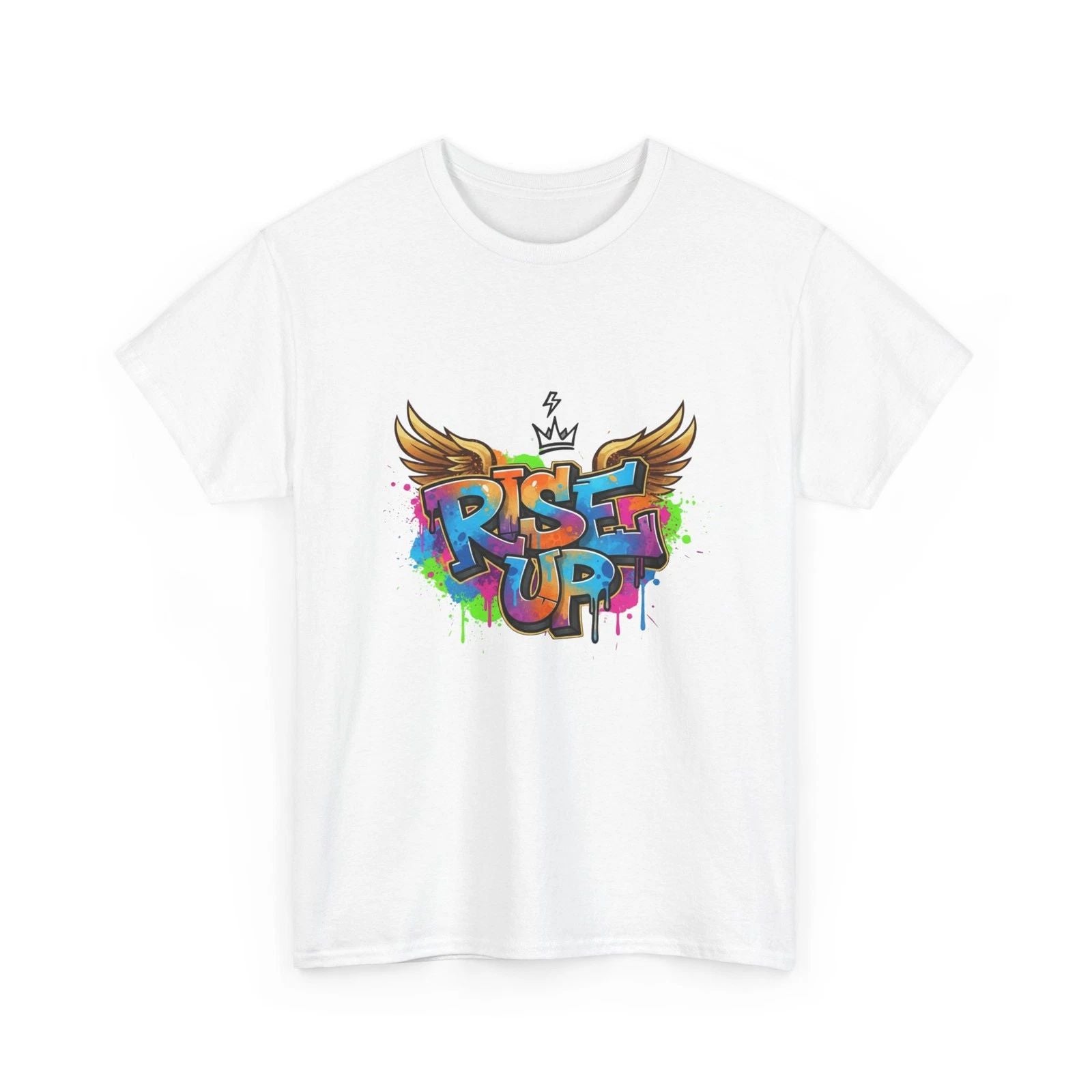 Rise Up Graffiti Wings T-Shirt Colorful Street Art Motivation Graphic Tee