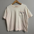 Boxy Vintage 90s Peach / Cream Bugle Boy Pocket Tee Shirt Size L Skate Surf USA