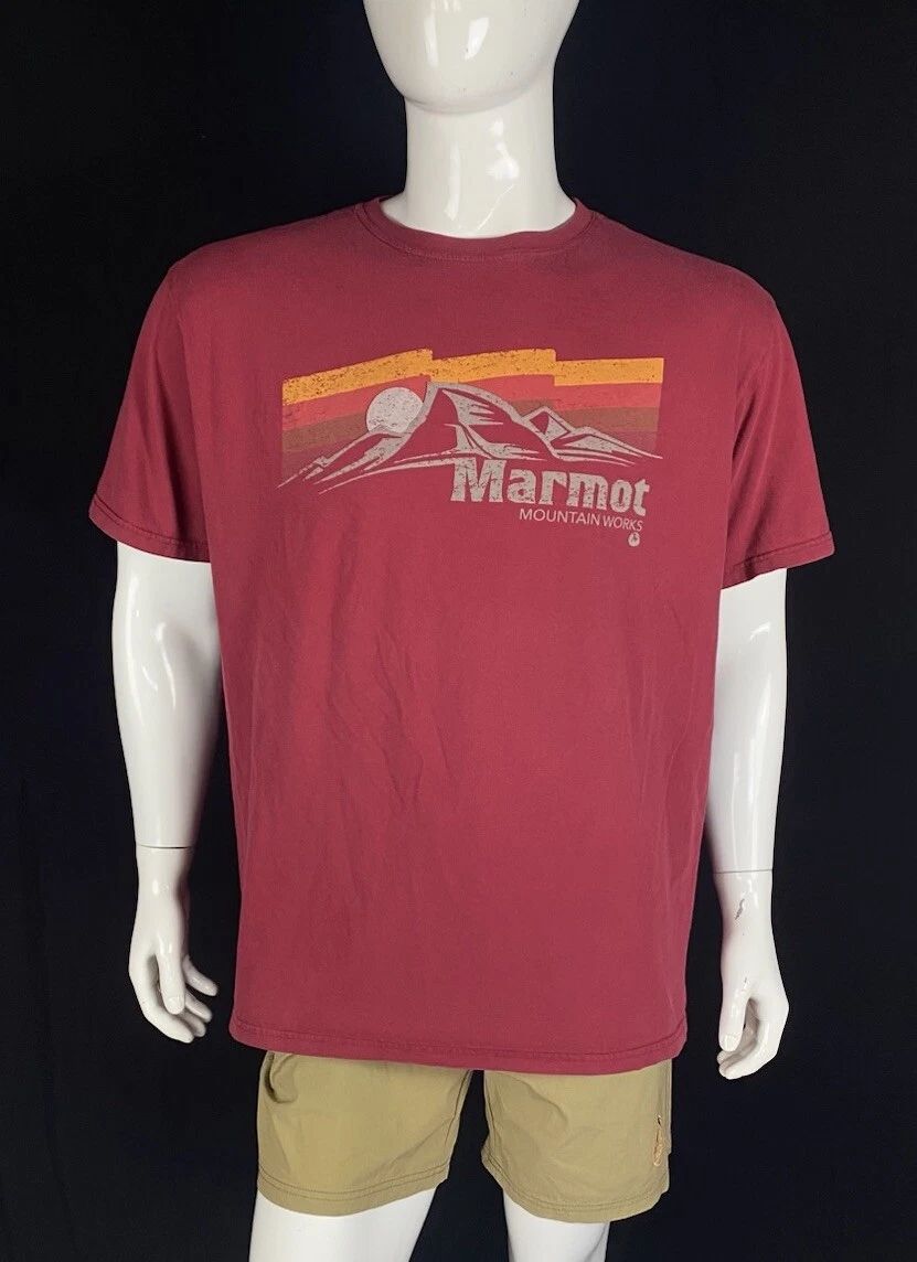 Marmot Mountain Works Red Front Graphic T Shirt, A Grade, Men's Size XL