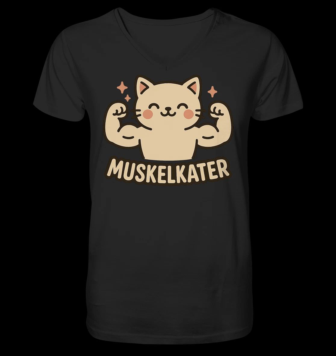 Muscle Soreness - Mens V-Neck T-Shirt | Fitness Cat Gym Strength Sports Anime