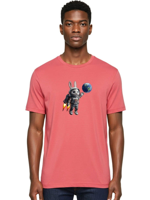 Astronaut-Bunny-22 Mens Graphic Tee, 100% Cotton, Casual Summer Wear