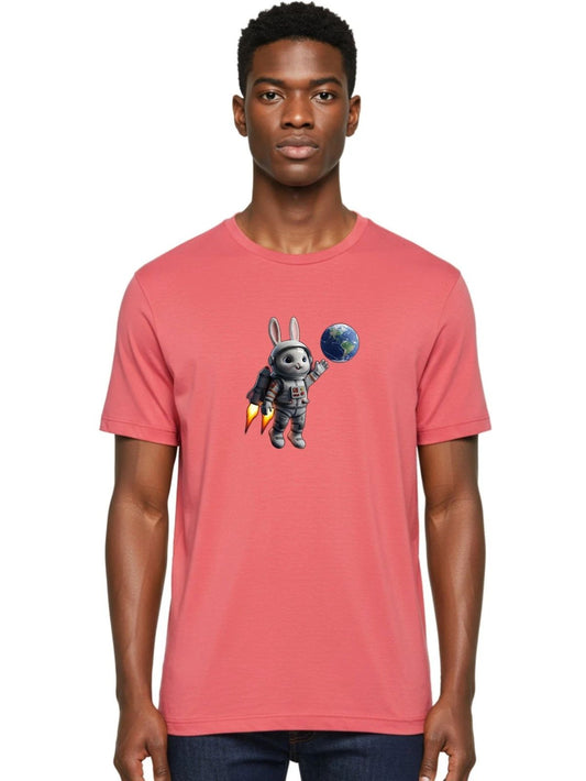 Astronaut-Bunny-22 Mens Graphic Tee, 100% Cotton, Casual Summer Wear