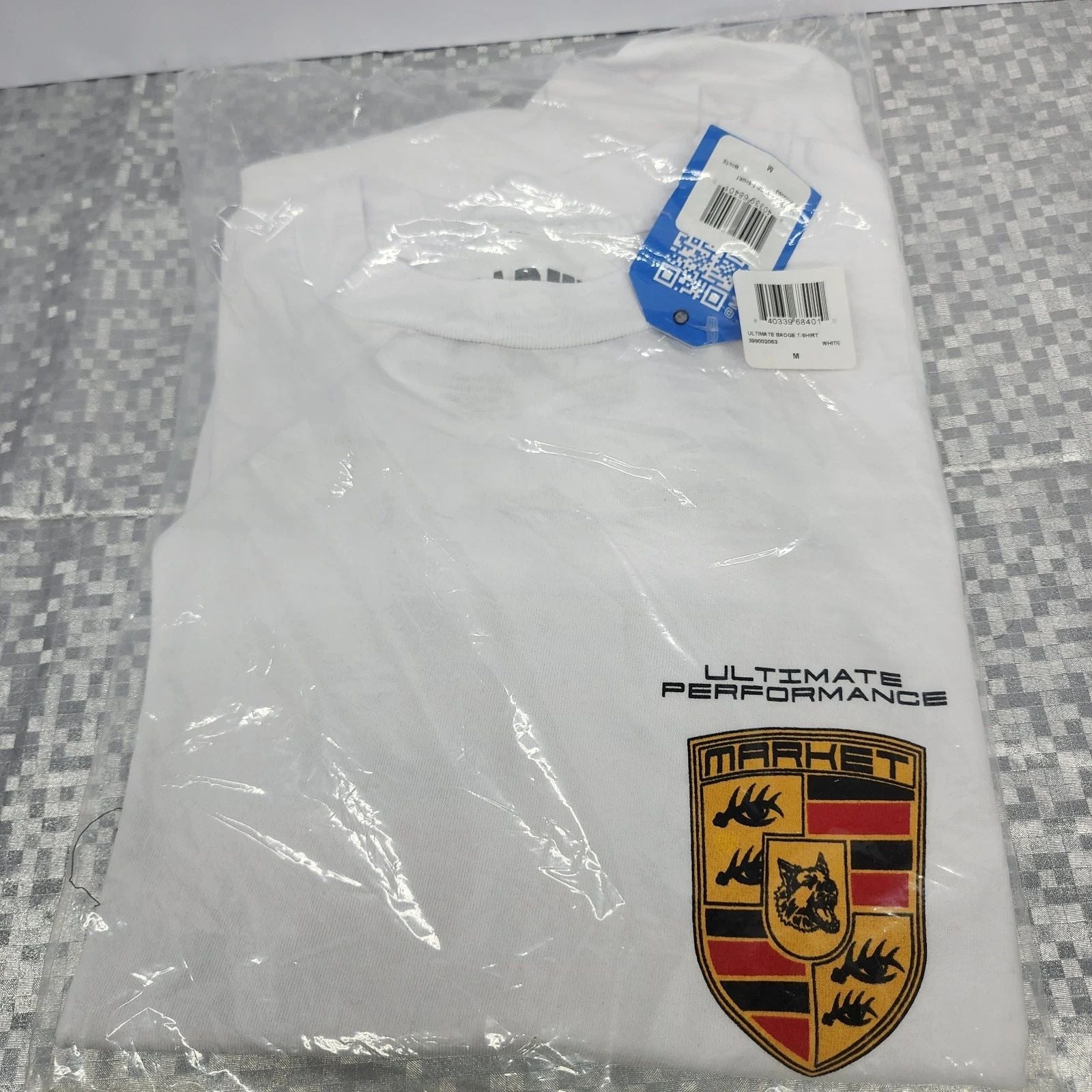 NWT MARKET T Shirt Ultimate Badge Porsche Style Tee White Medium Chinatown