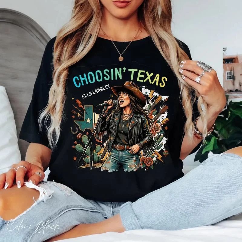 Comforts Color Langley Country Music Tour Shirt Choosin' Texas Tee (S-3XL)