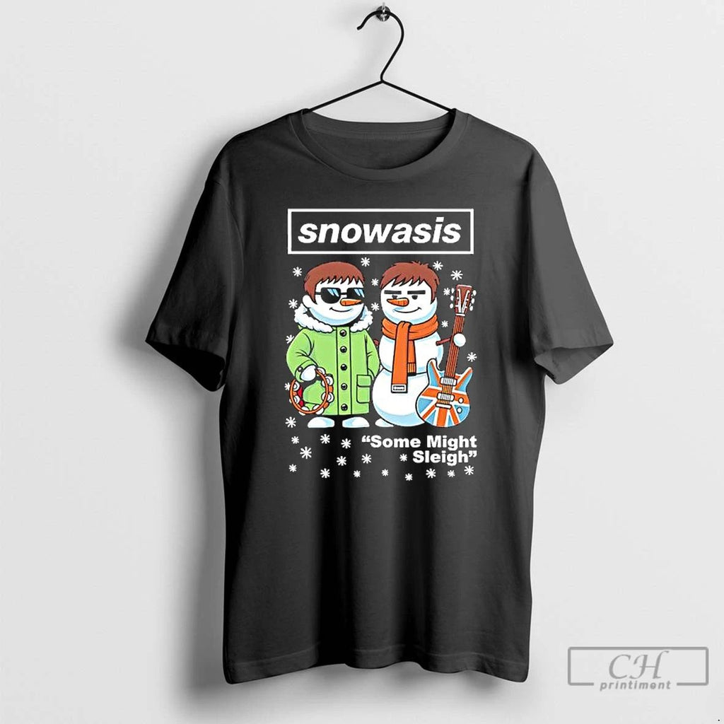 Premium Funny Snowasis Might Sleigh Xmas Music Band Spoof Gift Top T Shirts