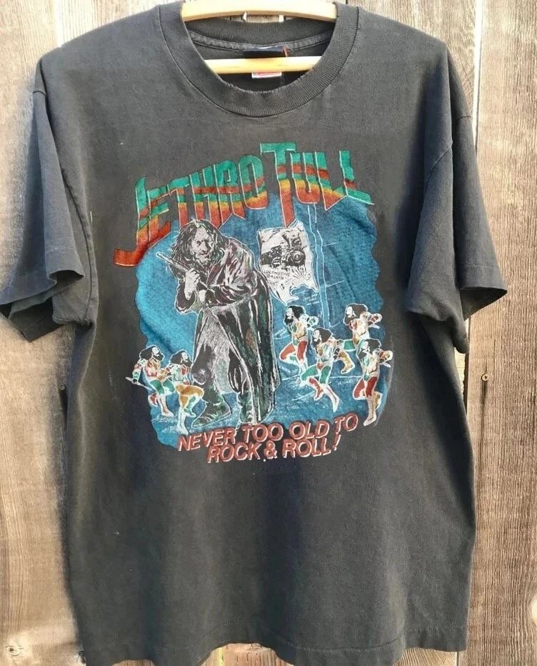 Jethro Tull Shirt, Jethro Tull In Concert Tour Charcoal T-shirt Vtg S-5XL