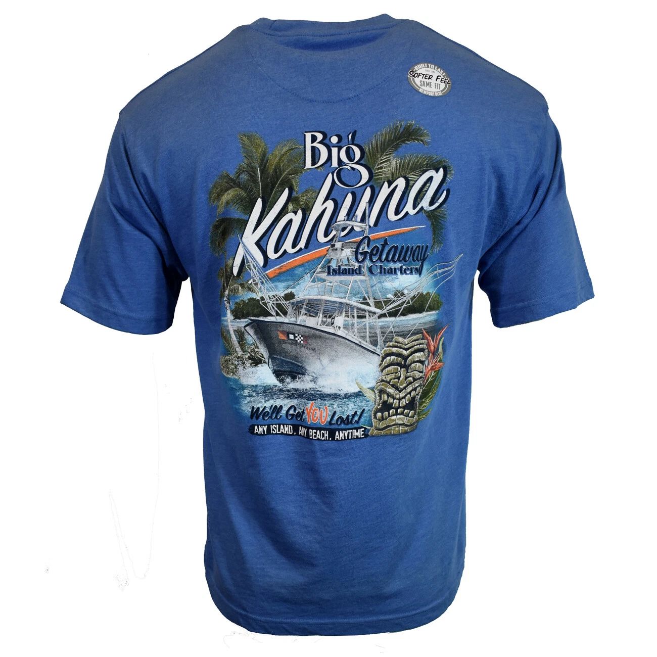 Men's T-shirt Newport Blue -Size M Only - Big Kahuna Tiki Summer Cruise Ocean