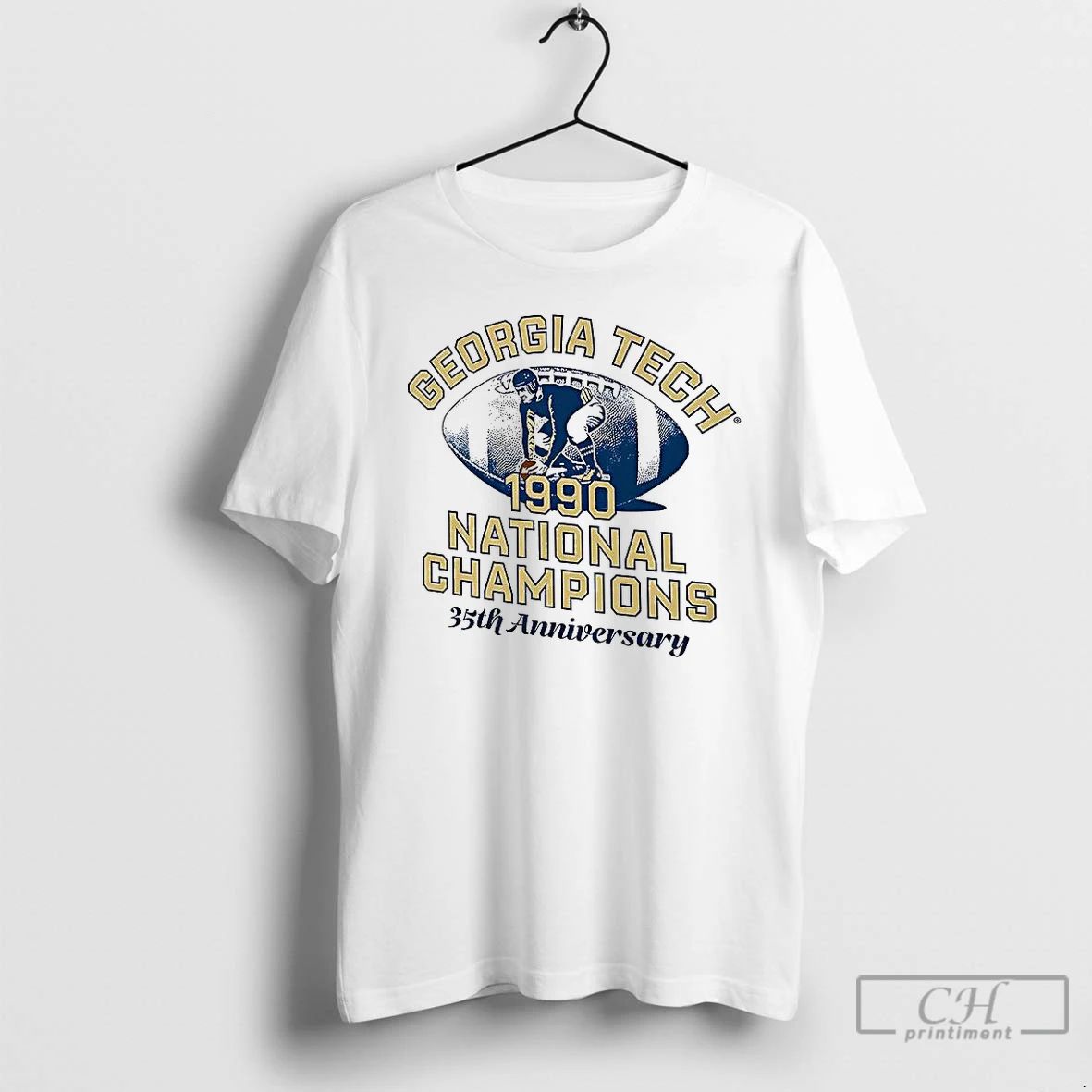 Classic Georgia Tech Yellow Football 1990 National Champs 35th Anniversary 2025 Retro T Shirts