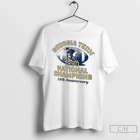 Classic Georgia Tech Yellow Football 1990 National Champs 35th Anniversary 2025 Retro T Shirts