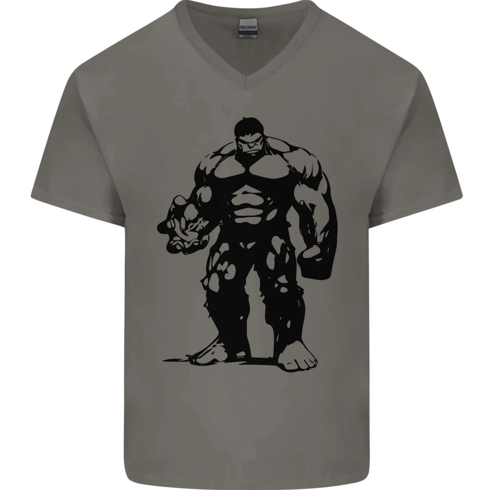 Muscle Man Gym Training Top Bodybuilding Mens V-Neck Cotton T-Shirt