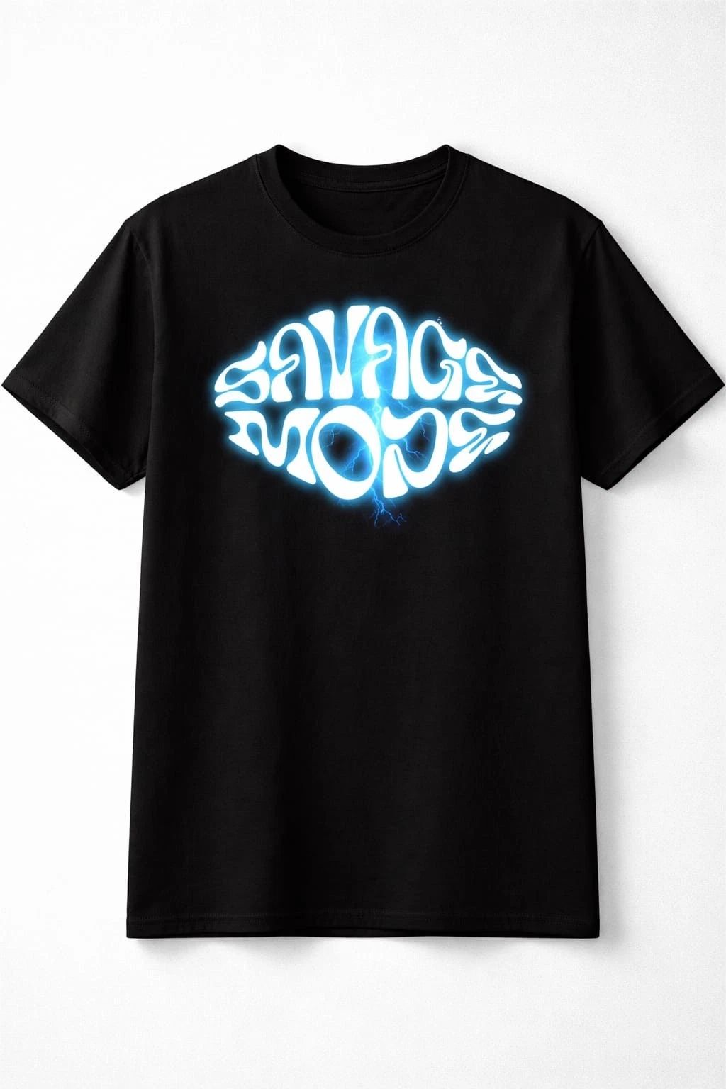 Savage Mode Neon Graphic T-Shirt Black Glow Streetwear Unisex Trendy Tee