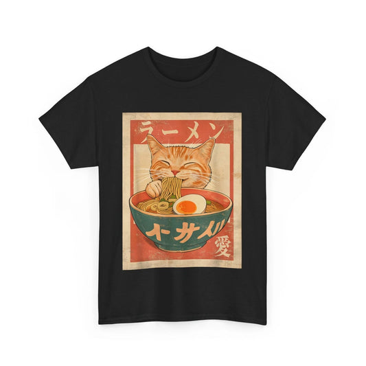 HOT Cat Ramen Funny Japanese Vintage Graphic Tee Kawaii Anime T-Shirt