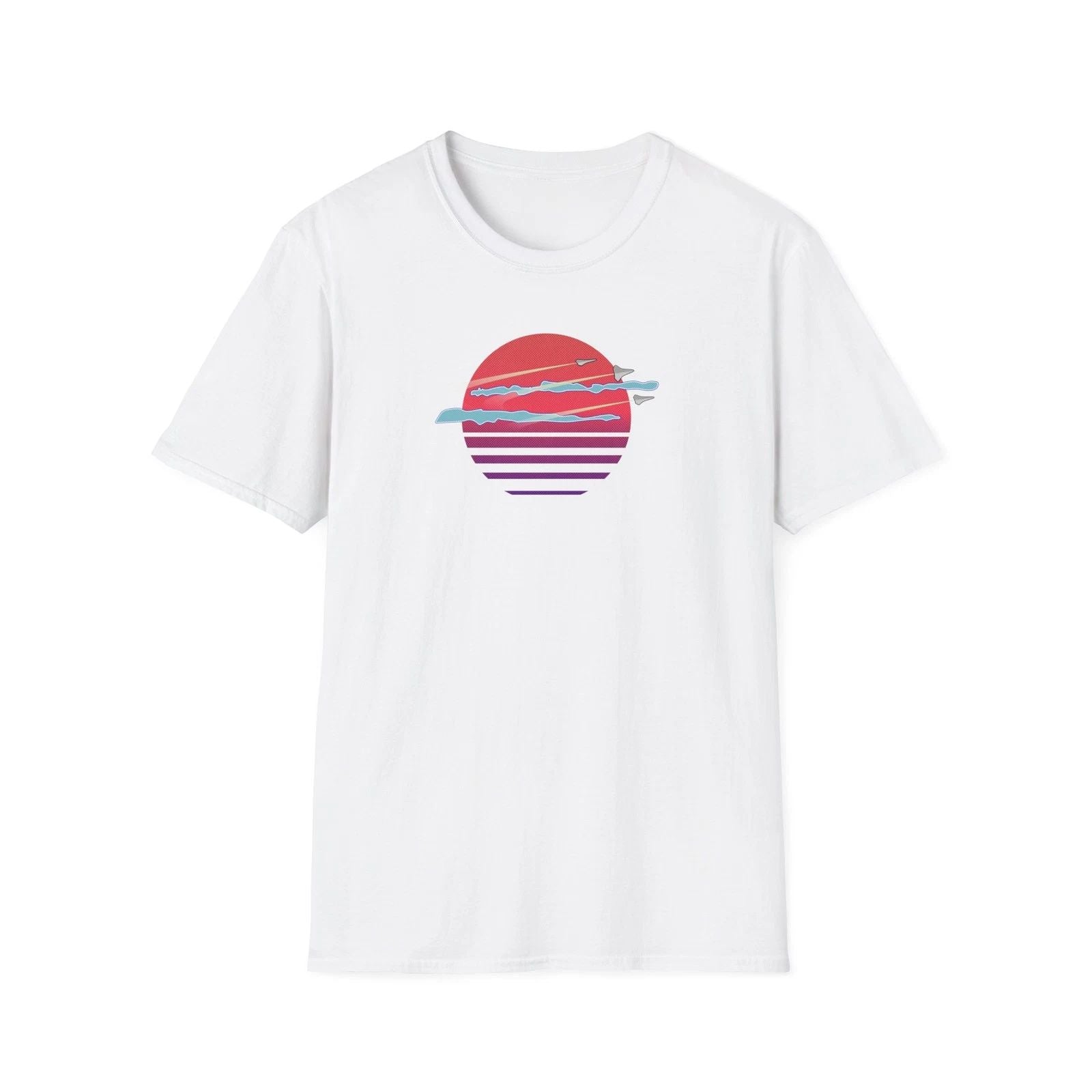 Retrowave Alien Sun Unisex Softstyle T-Shirt, Space Theme Tee, Sci-Fi