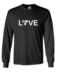 Mens Love Dog & Cat T-Shirt Funny Tee Pet Lovers Shirt Birthday Gift Long Sleeve
