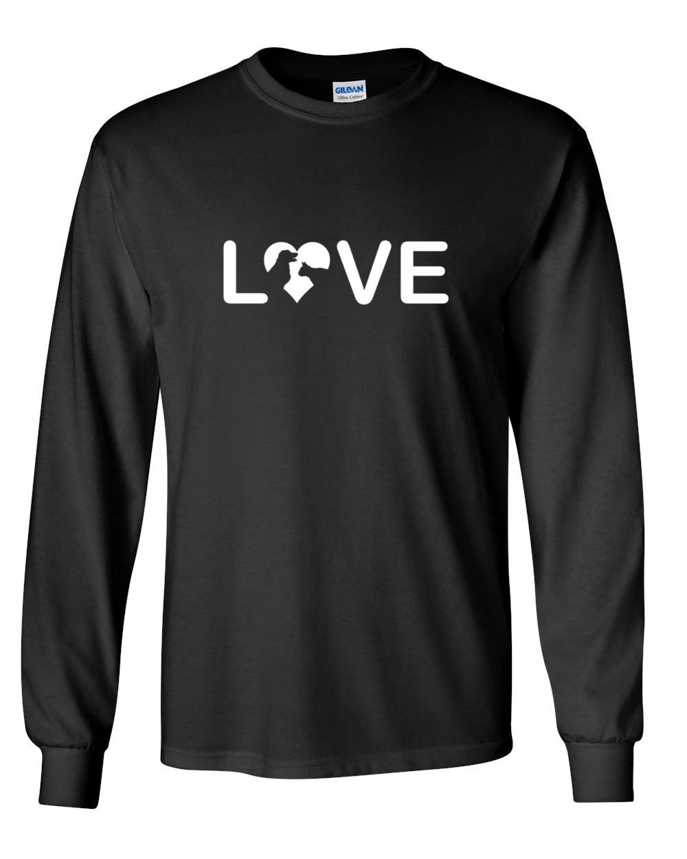 Mens Love Dog & Cat T-Shirt Funny Tee Pet Lovers Shirt Birthday Gift Long Sleeve