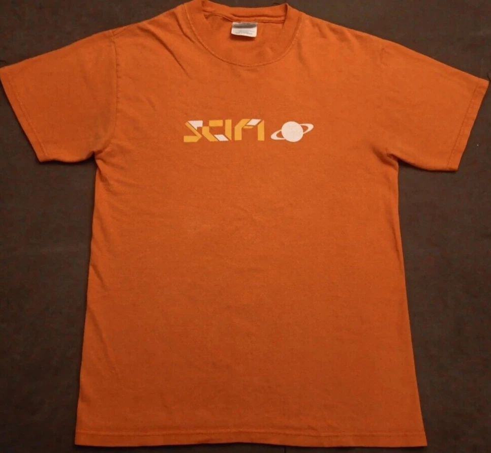Vtg Unisex Small Orange Scifi.Com Collector T Shirt