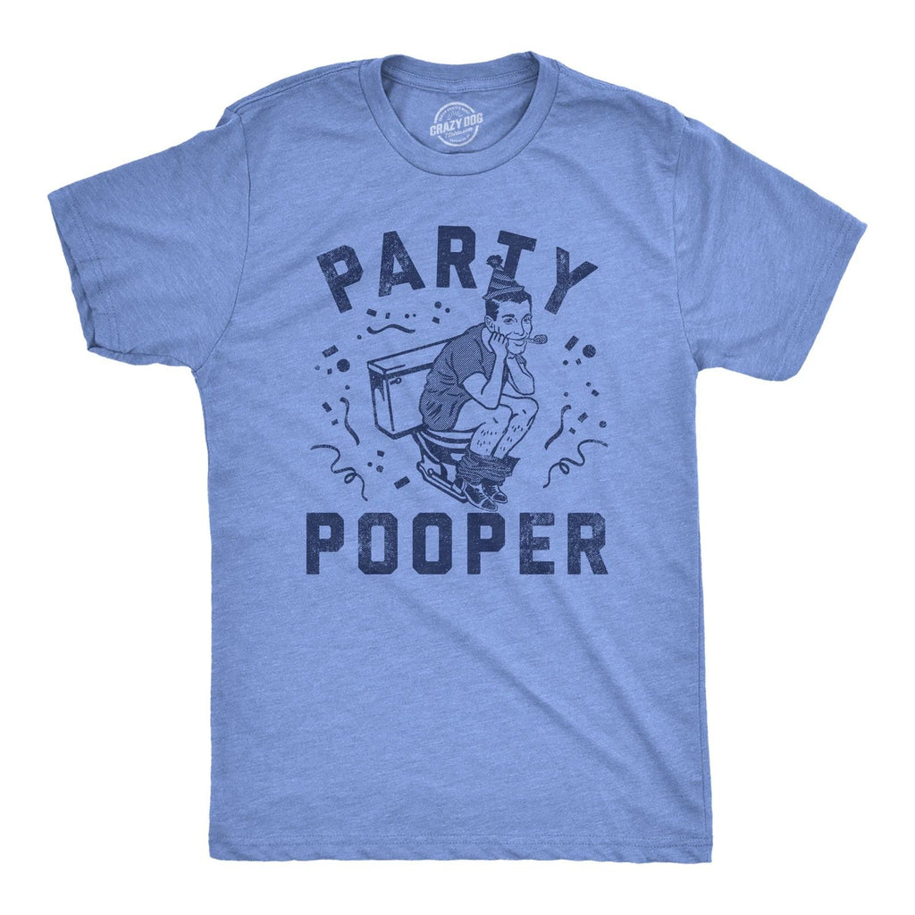 Mens Funny T Shirts Party Pooper Sarcastic Graphic Novelty Tee for Men