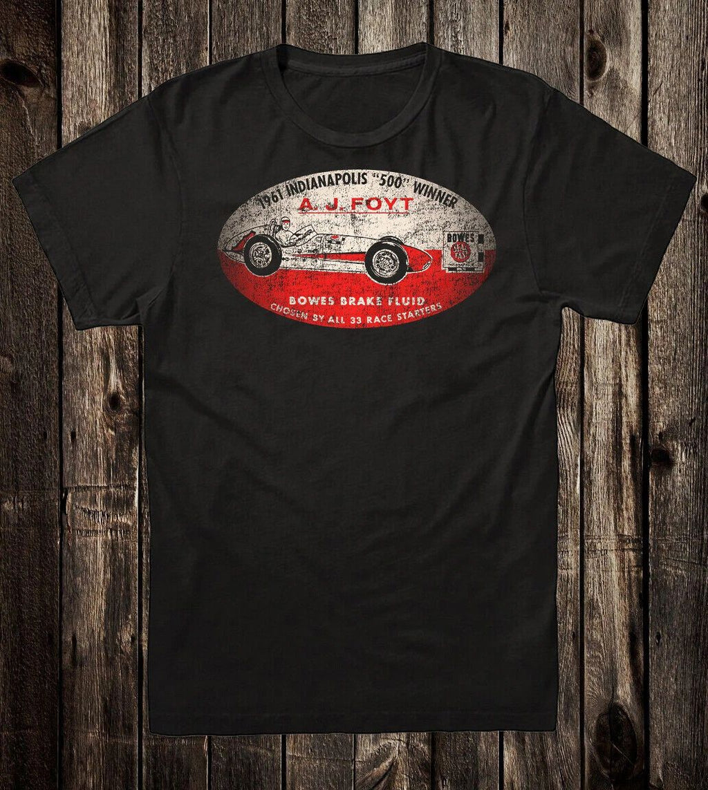 Retro Hot Rod Tee T Shirt 100% Cotton Speed Shop Indy 500 AJ A.J. Foyt 1961