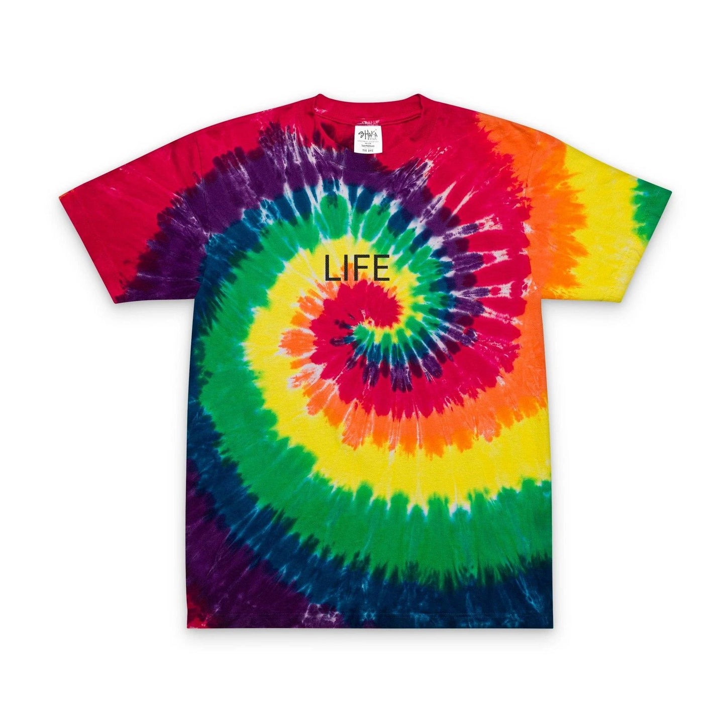 Tie-Dye Spiral LIFE Embroidered T-Shirt | Rainbow Swirl Tee