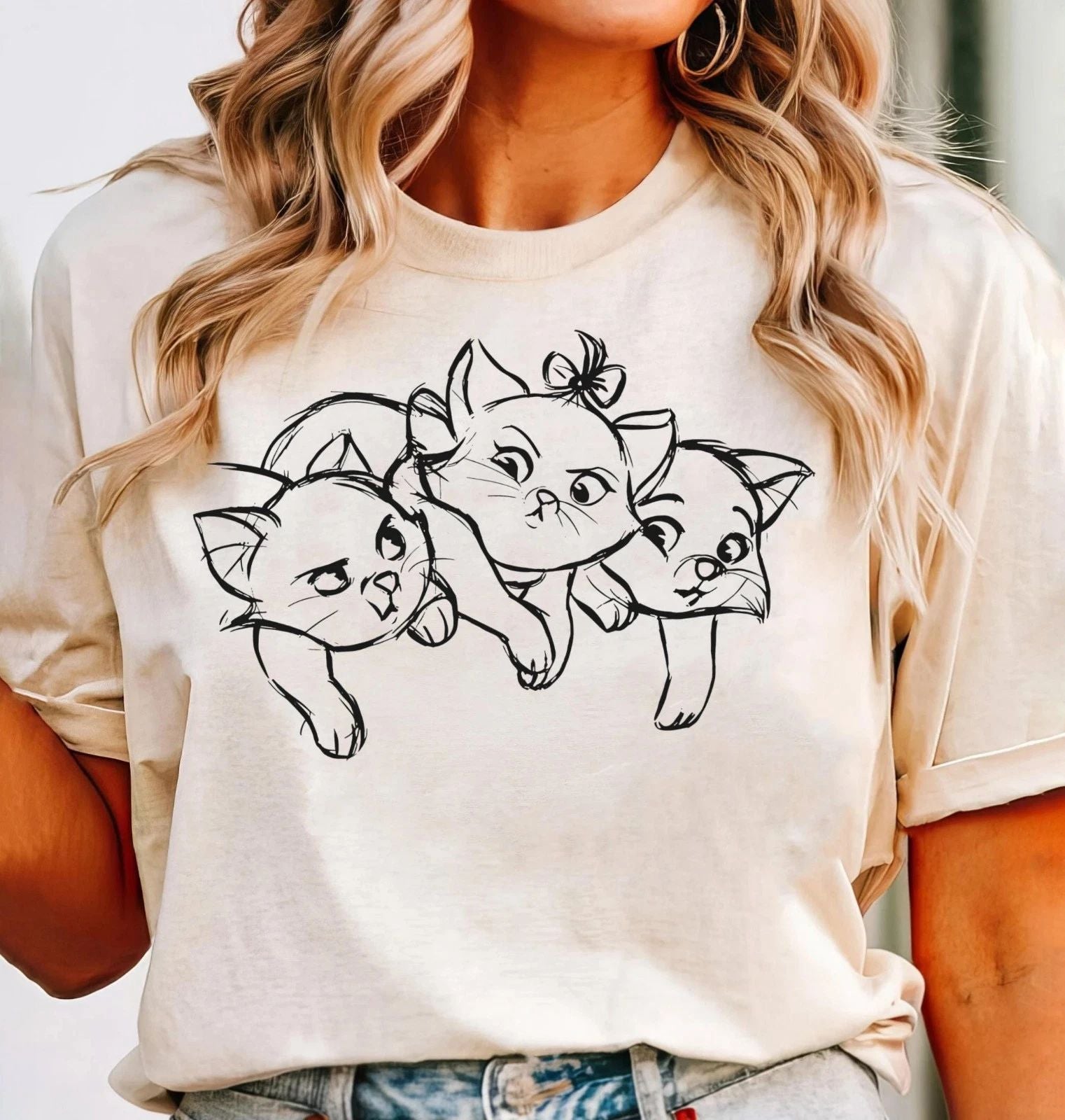 Cute The Aristocats Marie Toulouse Berlioz Sketch Shirt, Cat Lover T-shir