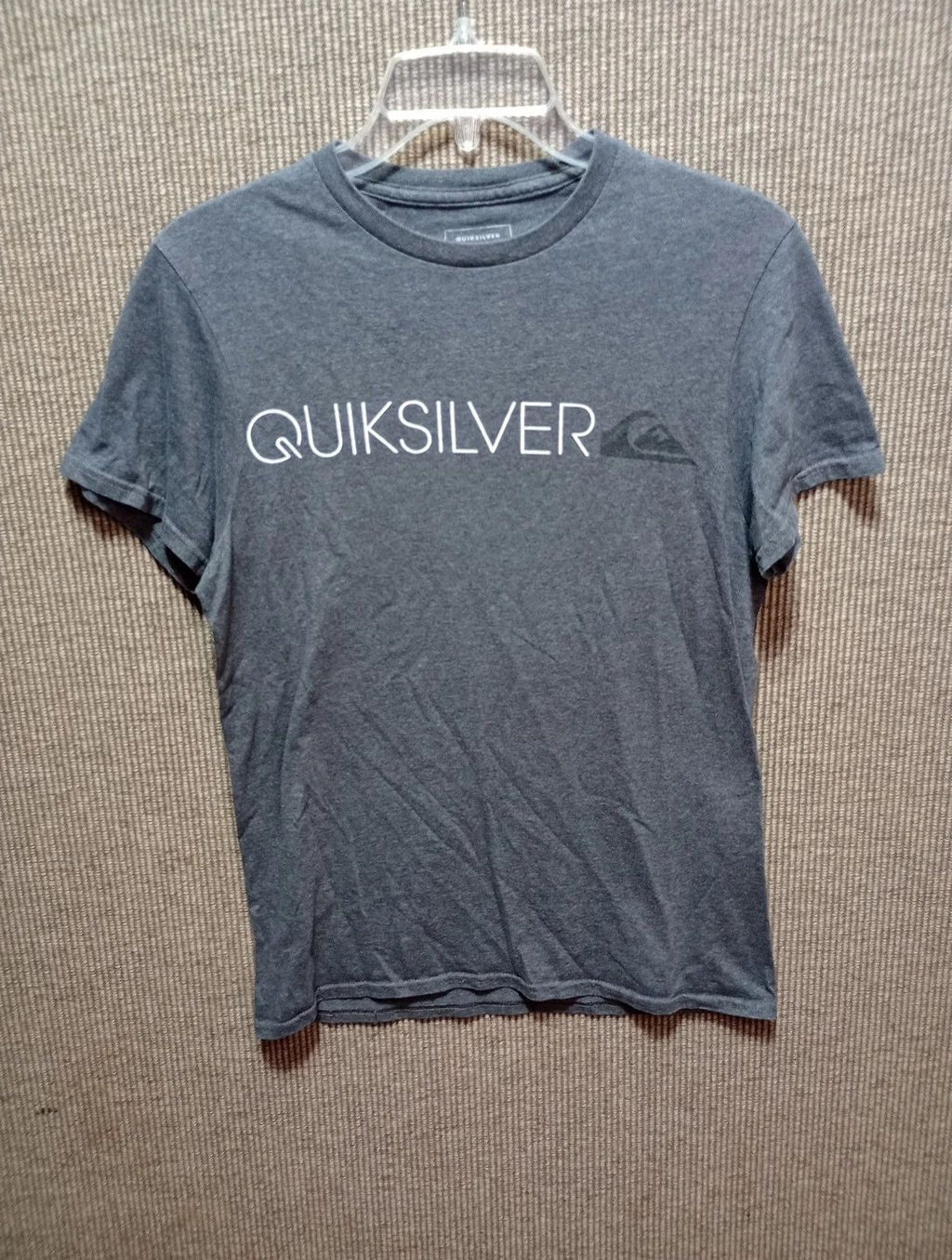 QuikSilver T Shirt Adult Small Heather Gray Short Sleeve Spellout Logo