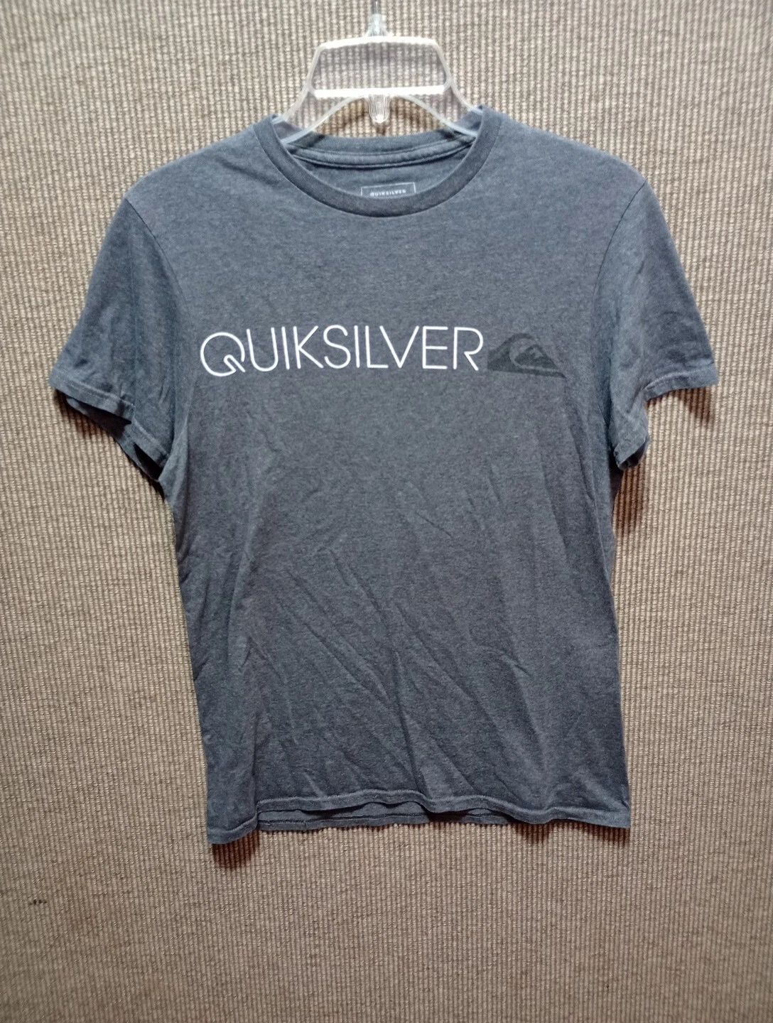 QuikSilver T Shirt Adult Small Heather Gray Short Sleeve Spellout Logo