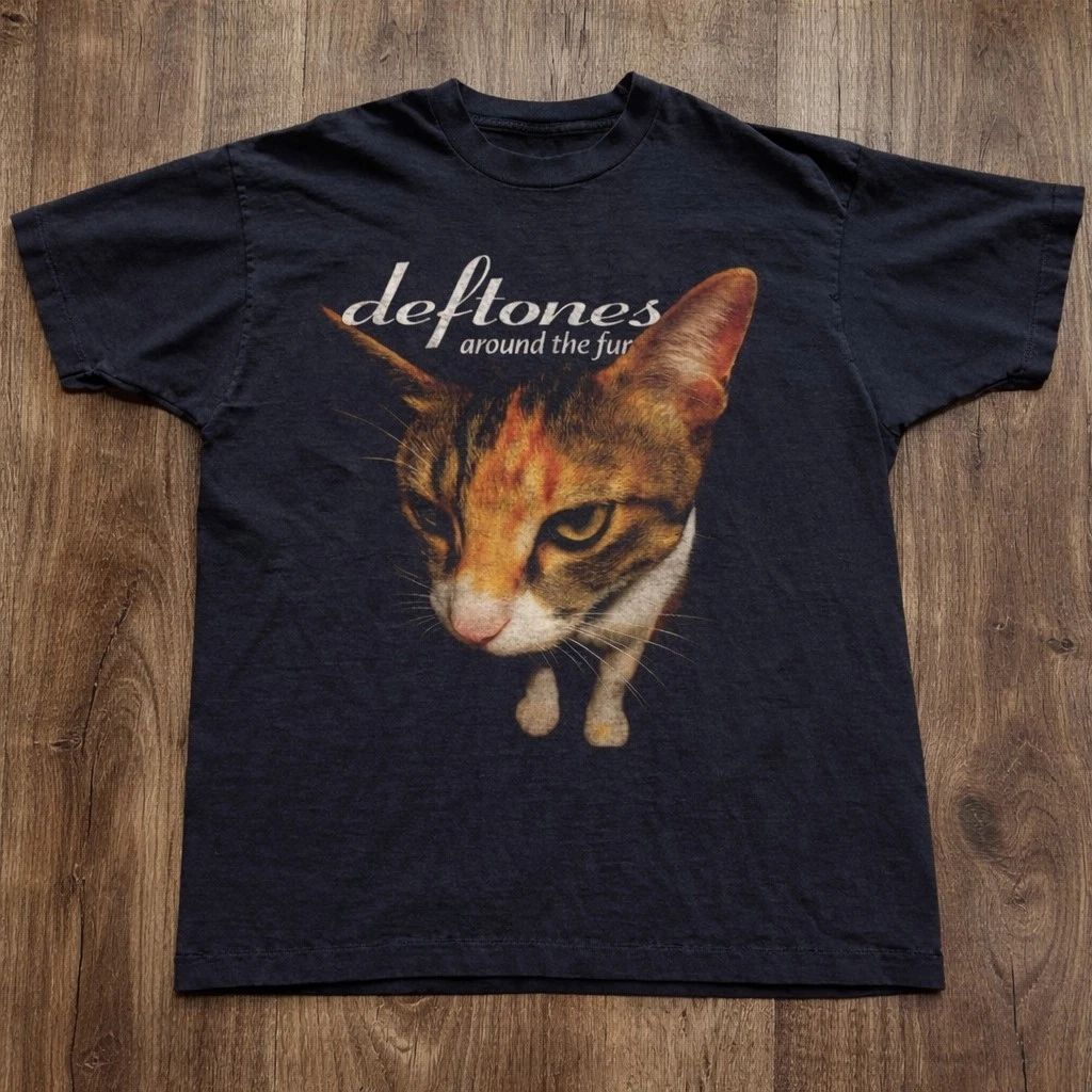 Graphic Cat Face T-Shirt Black Tee Soft Cotton Streetwear Casual Unisex