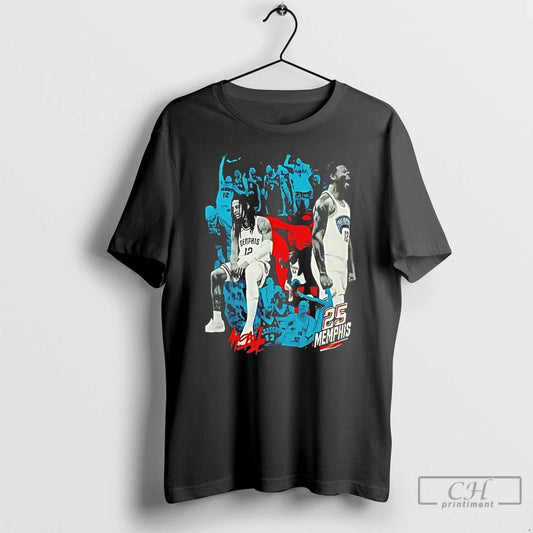 Classic Memphis Basketball Player 25 Tribute Sports Collage T Shirts