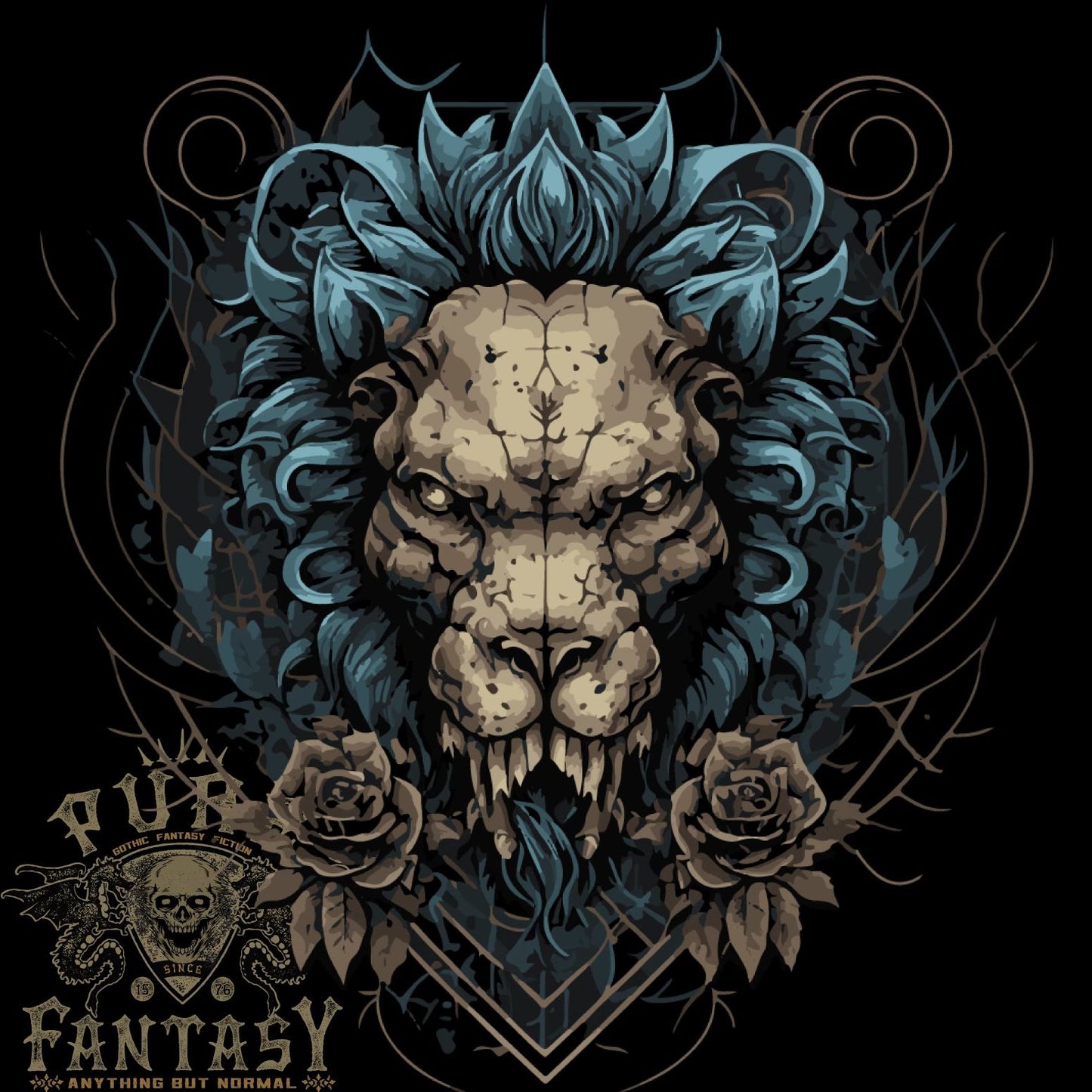 Devil Lion Skull Fantasy Demon Mens Light Cotton T-Shirt