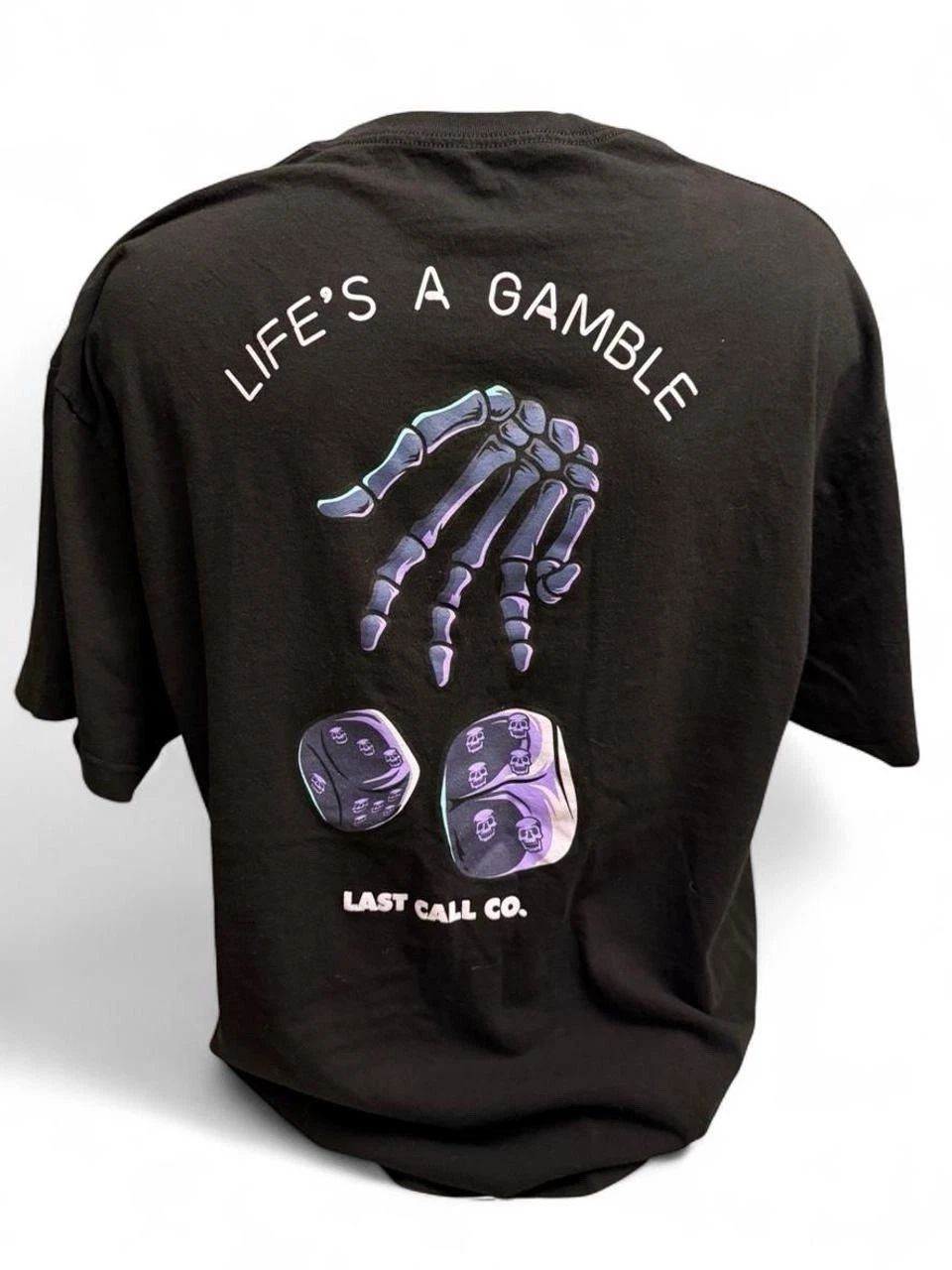 Last Call Co. Life's a Gamble Skeleton Graphic Cotton T-Shirt Black XX-Large