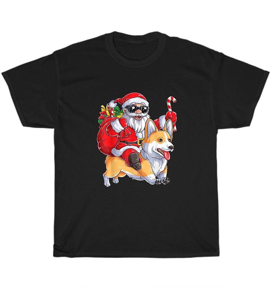 Corgi Christmas Santa Claus Riding Corgmas Dog Lover T-Shirt Unisex Tee Gift NEW