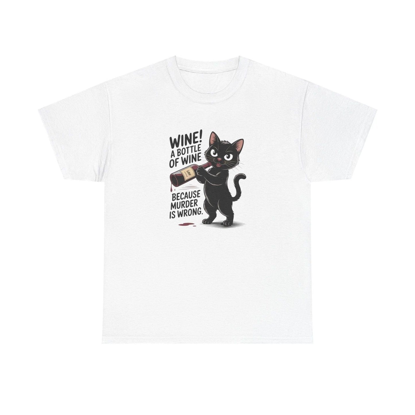 Black Cat Wine Lover Tee, Funny Graphic Print Shirt, Cat Mom Gift, Cat Lover