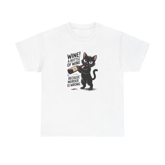 Black Cat Wine Lover Tee, Funny Graphic Print Shirt, Cat Mom Gift, Cat Lover