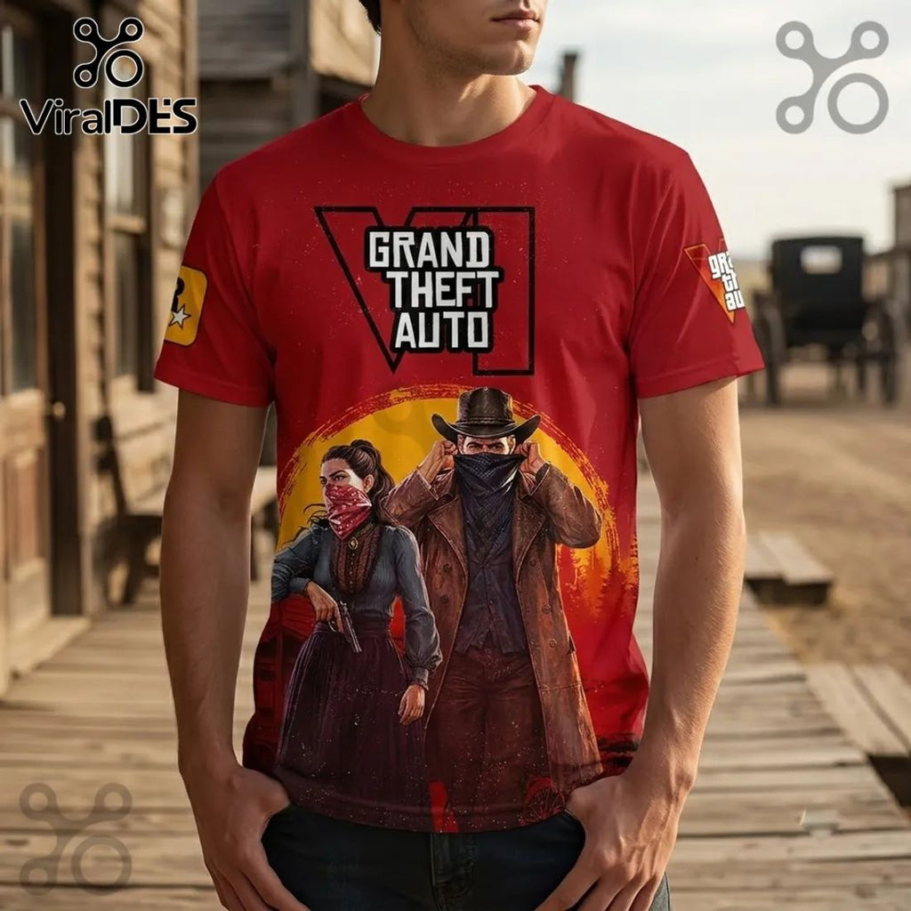Grand Theft Auto VI Red Western Themed Shirt