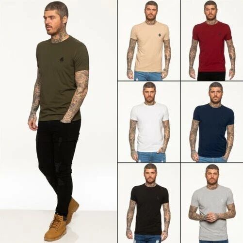 Enzo T shirt Mens Slim Fit Casual Plain Cotton Crew Neck Tee Short Sleeve Top