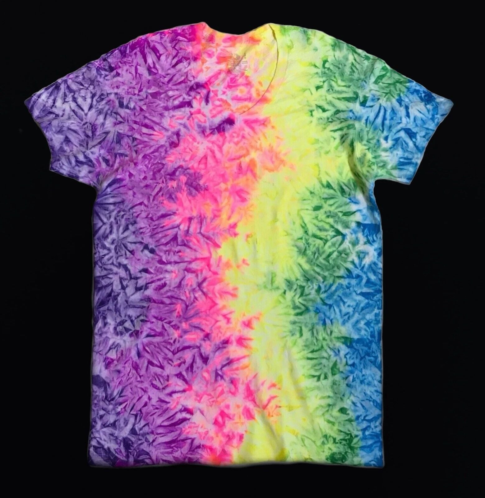 *New* 2XL - Sm Handmade Tie Dye, Rainbow White Cruncht Crinkle, Crew or V-Neck