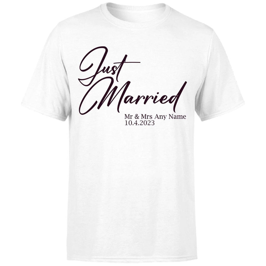 Mr & Mrs Just Married Anniversary Gift for Wife Husband Matching Tshirt#Or#P1#A