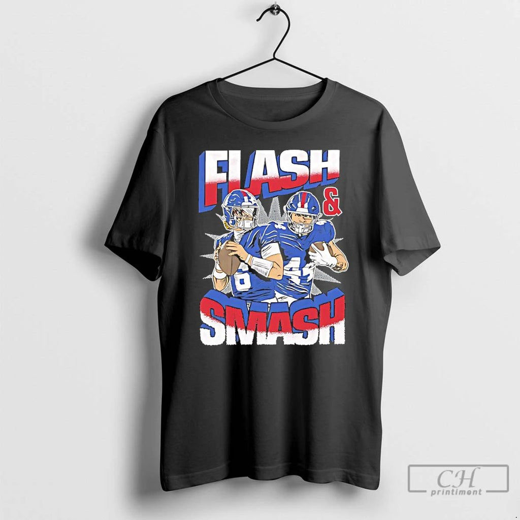 Premium Flash Jaxson Dart And Smash Cam Skattebo New York Giants T Shirts
