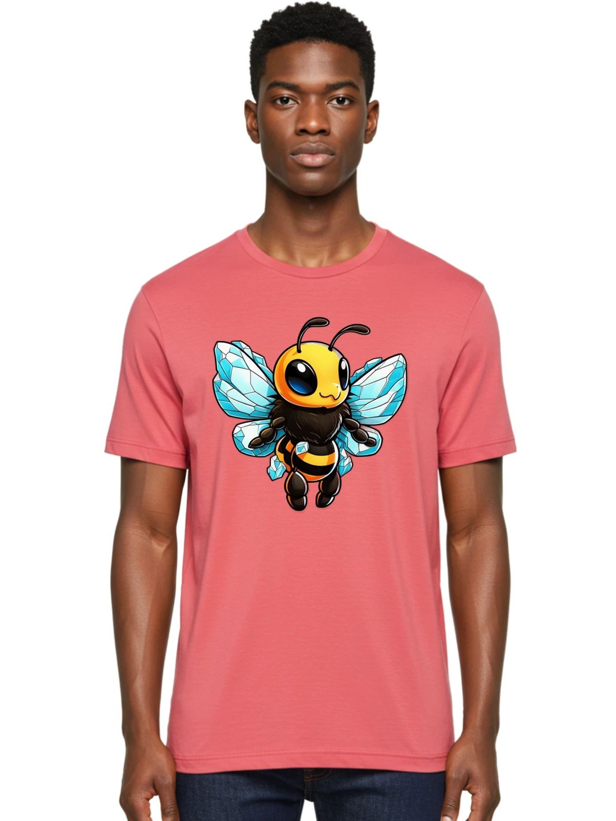 Crystal-Bee Mens Graphic Tee, 100% Cotton, Casual Summer Wear