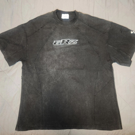 GRAILZ Mens Vintage Faded Black Embroidered Graphic Tee Shirt Streetwear FLAW