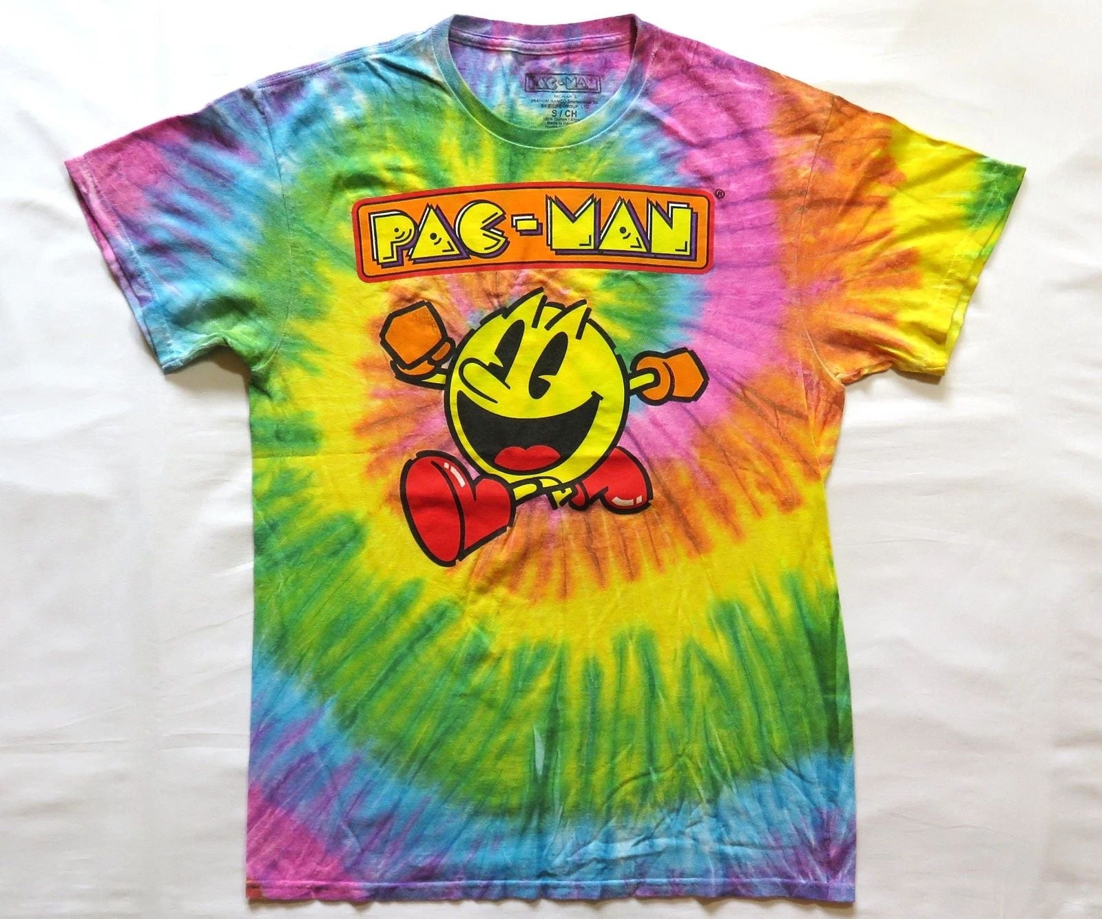 Pac Man Tie Dye T Shirt Men Small 1980's Pop Culture Arcade Game