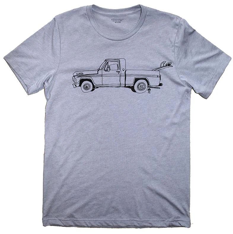 Eco-Friendly, Pickup Truck Surf T-Shirt, Heather Storm Grey, Unisex