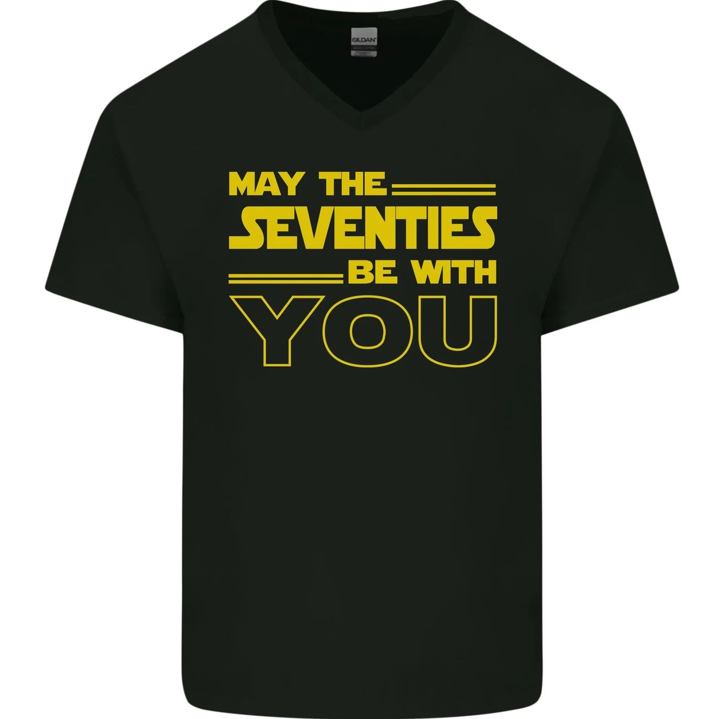 May the 70s Seventies Be With You Sci-Fi Mens V-Neck Cotton T-Shirt