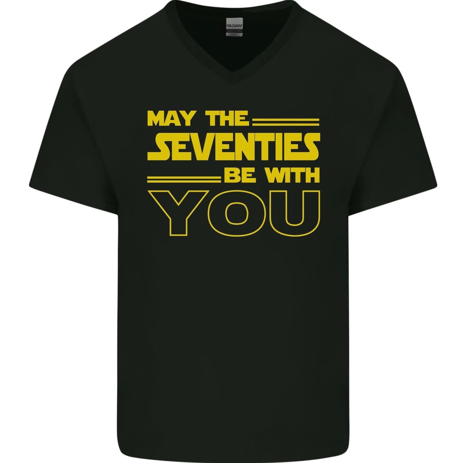 May the 70s Seventies Be With You Sci-Fi Mens V-Neck Cotton T-Shirt
