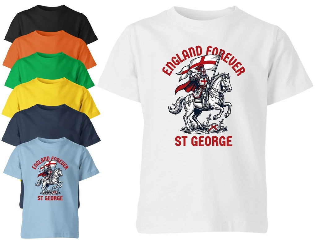 St Georges Day England T Shirt British St George's Kids Boys Girls Tee Top