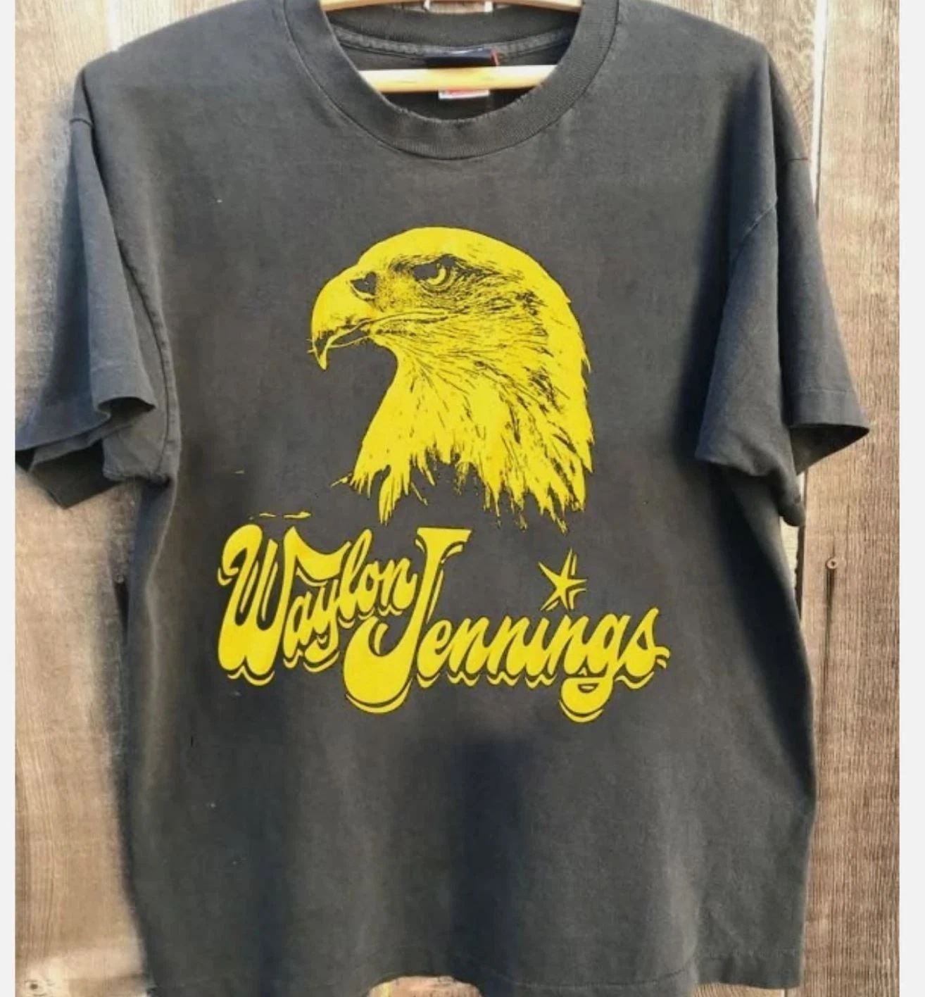 Waylon Jennings EAGLE Shirt Rare Design Charcoal Cotton Shirt Unisex